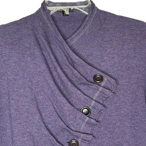 Lafayette 148 Extrafine Wool Pleated Front Buttoned Cardigan - Purple - XL - Picture 3 of 8